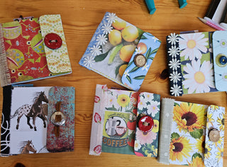 Button Flap Pocket Journals Handmade • One of a Kind • 5.25" Square