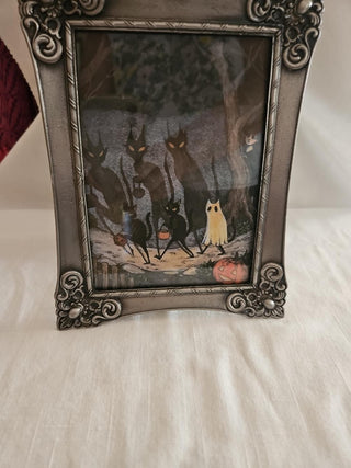 Ornate Framed Halloween Cat Print