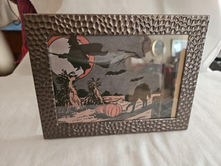 Textured Metal Halloween Witch Framed Print