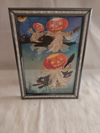 Halloween Pumpkin Head Witches and Black Cats Framed Print
