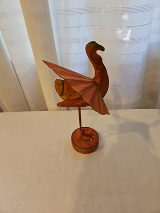 Vintage Metal Turkey Figurine with Fan Tail
