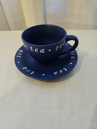 Vintage Cobalt Blue Tea Cup and Saucer