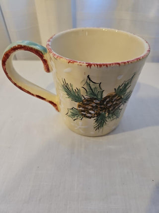 Vintage Maxcera Snowman and Pinecone Christmas Mug