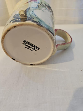 Vintage Maxcera Snowman and Pinecone Christmas Mug