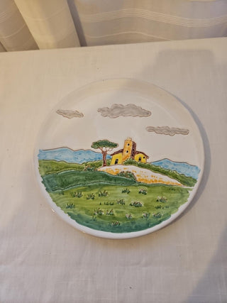 Italian Firenze Hand-Painted Landscape Decorative Plate
