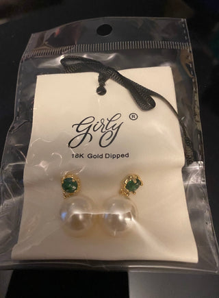 Faux Pearl Earrings, 18kt gold dipped