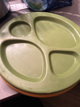 Vintage 1970s Retro Divided Melamine Dinner Plates – Set of 5
