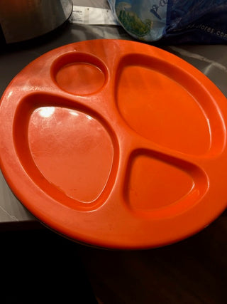 Vintage 1970s Retro Divided Melamine Dinner Plates – Set of 5