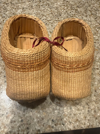 Vintage hand woven straw clogs