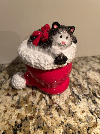 Fritz and Floyd's "Kitty Claus" Lidded Trinket Box