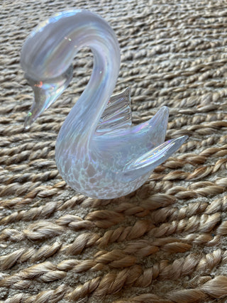 Iridescent Swan art glass