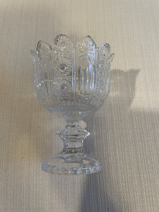SHANNON CRYSTAL PINWHEEL Paneled Footed Candy Dish Bowl
