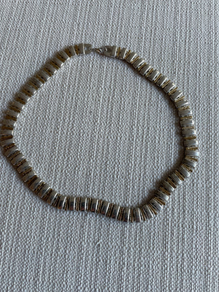 Vintage Napier Silver tone gold tone, choker style bar necklace