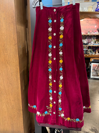 Red vintage corduroy skirt