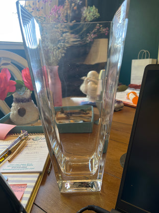 Tall clear vase