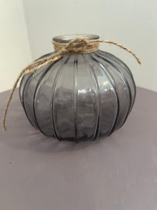 Rounded grey glass vase