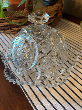 Vintage Pressed Glass Covered Butter Dish