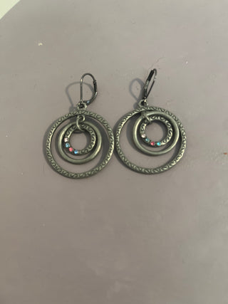 Gunmetal hoops with crystals