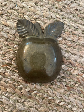 Vintage Heavy Brass Apple Coin Jewelry Trinket Tray/Dish