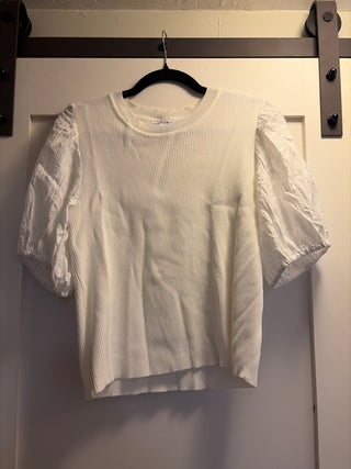 White top, 0x, puff sleeve