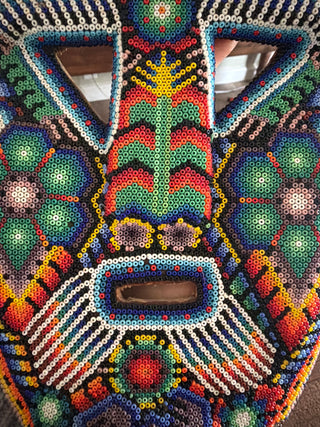 Mexican Huichol folk art beaded mask