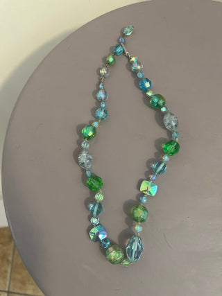 Blue, green iridescent beads