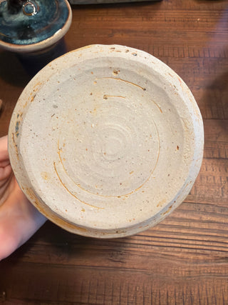 Blue ceramic butter bell