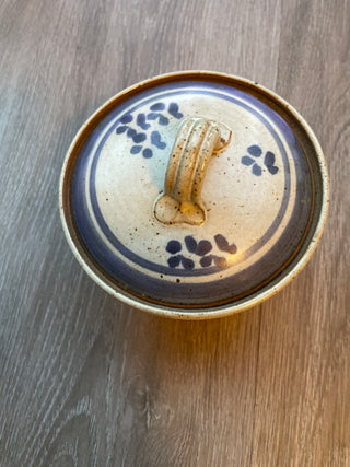 Artesian stoneware lit bowl, Blue gray