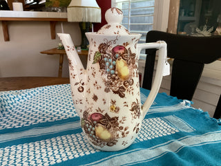 Coffee Pot  White  fruit transferware