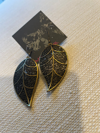 Material girl brand Flor leaf French wire earrings