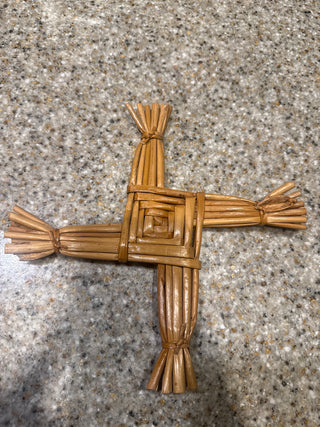 traditional St. Brigid's cross hand-woven from straw