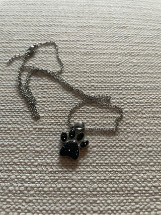 Dog paw print Silvertone necklace