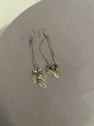 Silver leaf dangle earrings