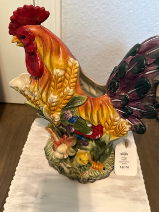 Vintage rooster ceramic water pitcher