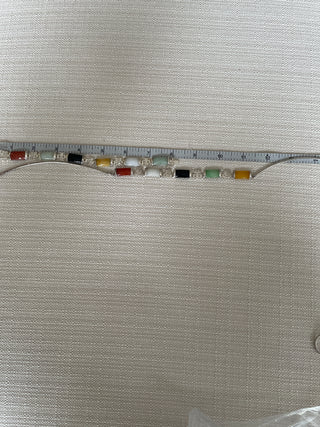 Multicolored jade in 925 sterling silver necklace