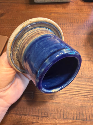 Blue ceramic butter bell