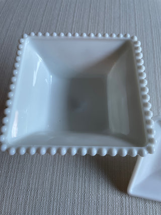 Vintage WESTMORELAND White Milk Glass Candy Pedestal Dish w/ Lid Grape Vine