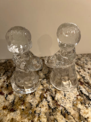 MCM Glass Mini Taper Candle Holder, Set of 2