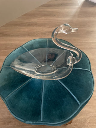 Glass Swan Vintage Duncan Miller Glass Swan Dish