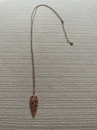 Rose tone Leaf crystal necklace