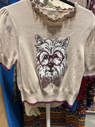 Lindy Bop Terrier in glasses knit sweater