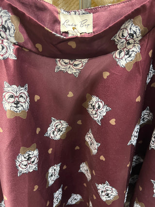 Unusual Lindy Bop circle skirt dog w glasses print