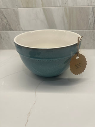 Blue mixing  bowl and two small bowls
