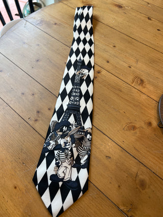Vtg. Looney Toons B&W Eiffel Tower Tie