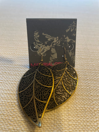 Material girl brand Flor leaf French wire earrings