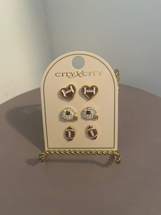 football earrings with bling