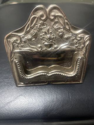 vintage tarnish, resistant, nickel plated business card holder