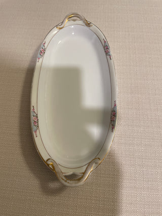 Vintage white and gold with floral serving tray