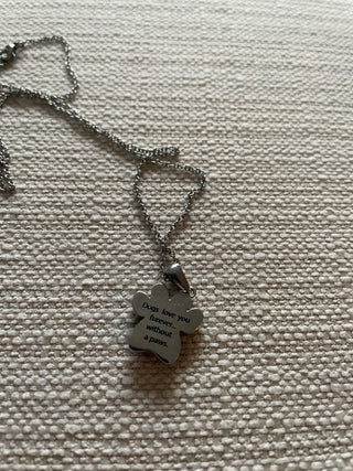 Dog paw print Silvertone necklace
