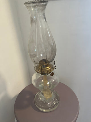 Vintage glass hurricane lamp